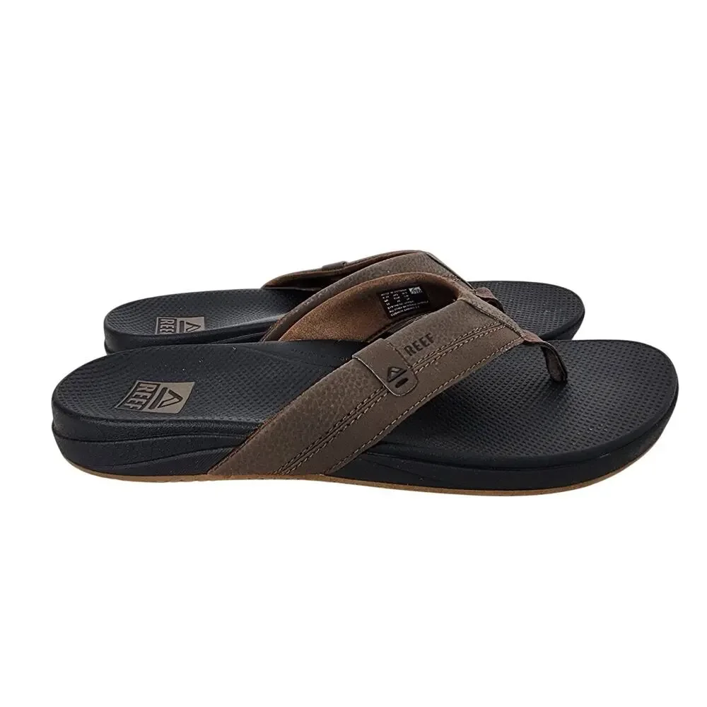 REEF Mens Cushion Spring 2.0 Flip Flop Sandals Thong Size 10 Brown Faux Leather